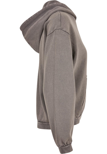 Ladies Acid Washed Oversize Hoody in Asphalt, Detailansicht