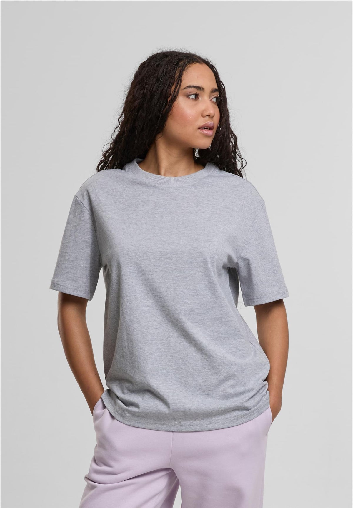 Ladies Everyday Tee in Heather Grey, getragen