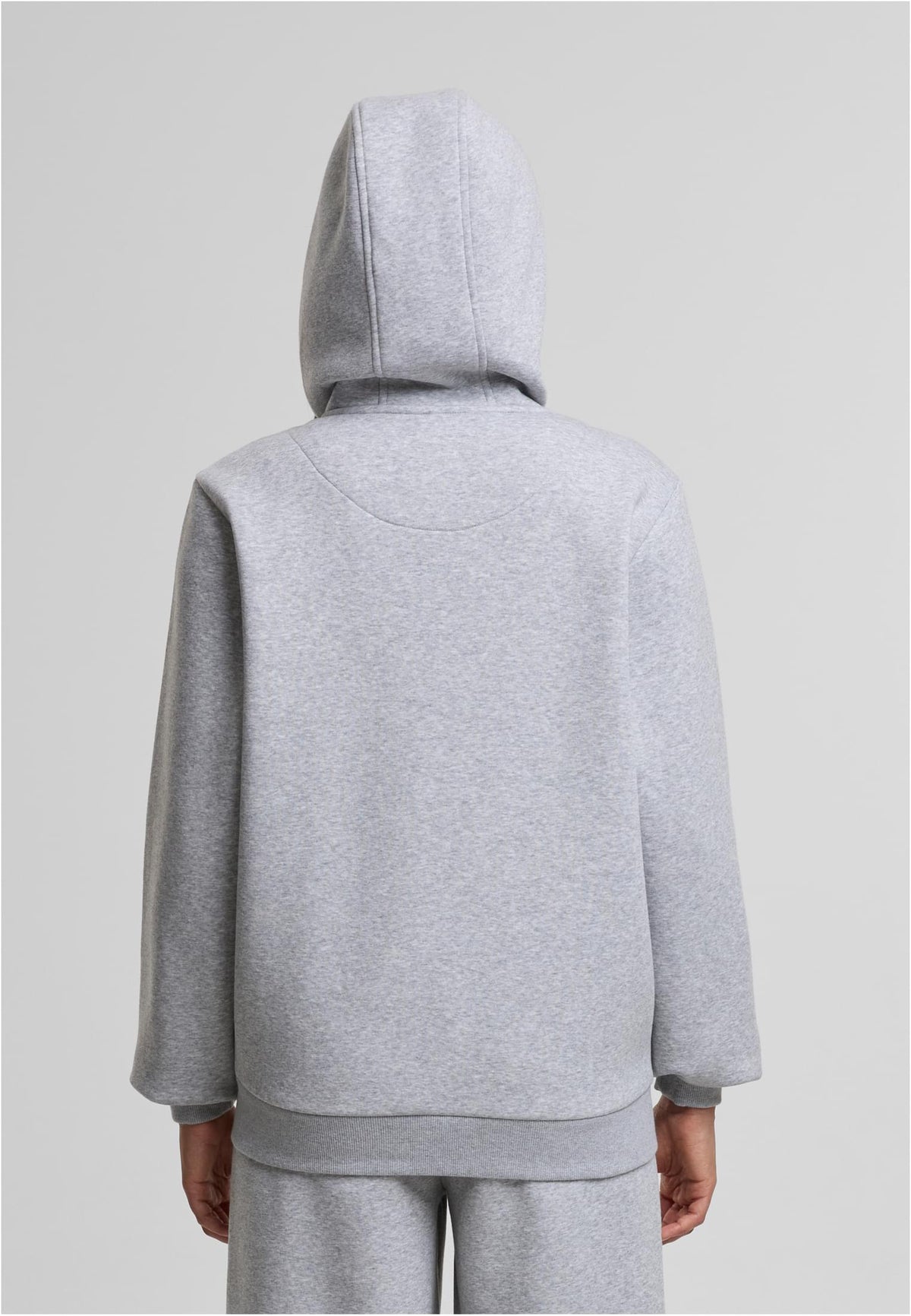 Ladies Fluffy Zip Hoody in Heather Grey, getragen