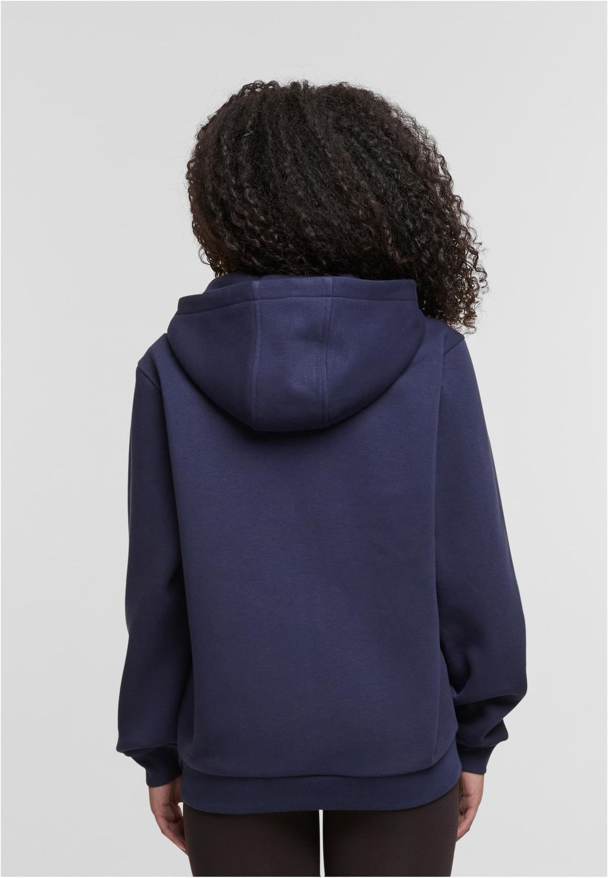 Ladies Fluffy Zip Hoody in Navy, getragen