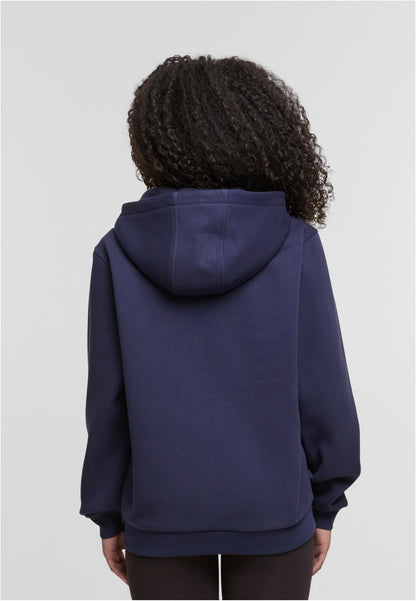 Ladies Fluffy Zip Hoody in Navy, getragen