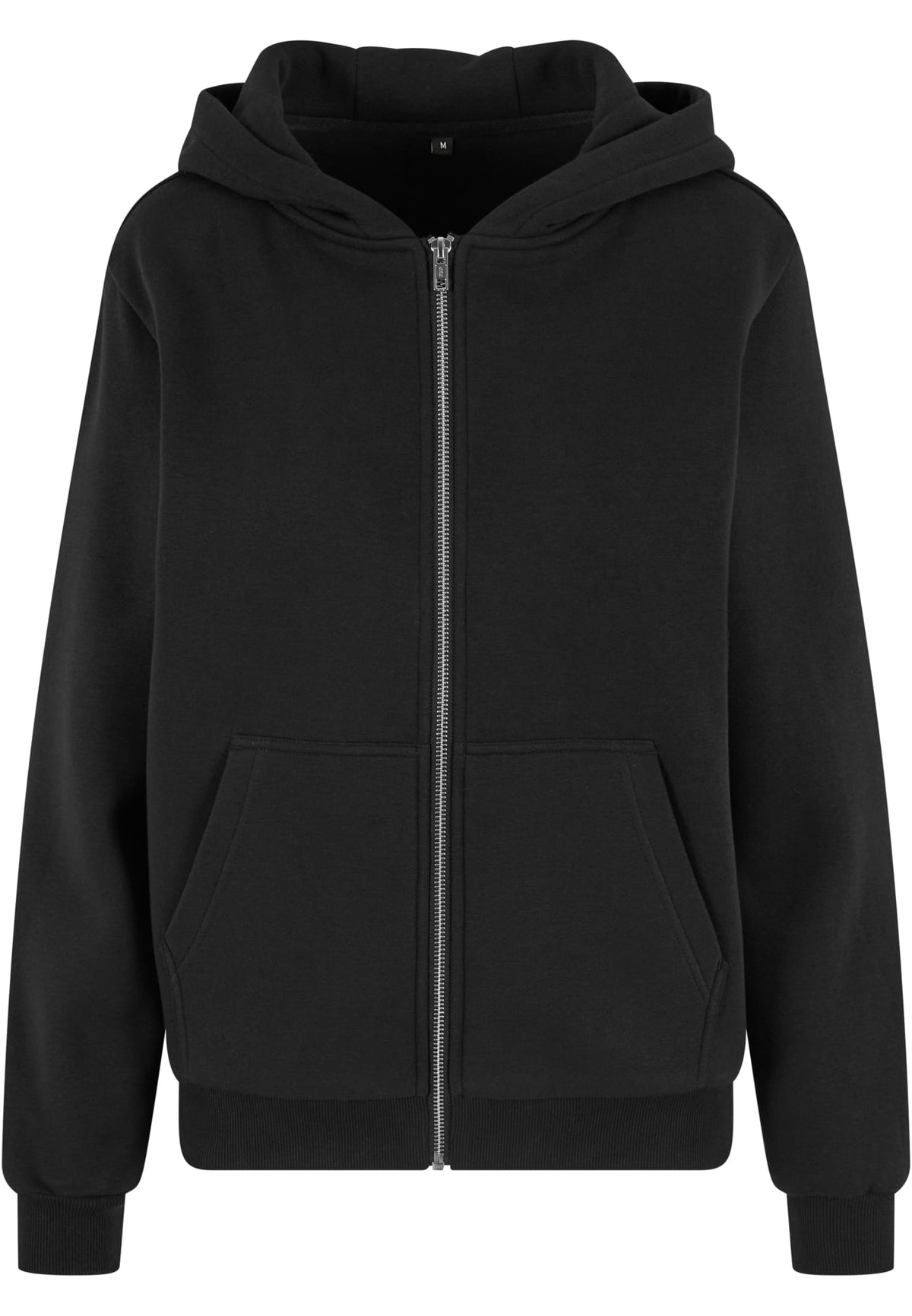 Ladies Fluffy Zip Hoody in Schwarz, Vorderansicht