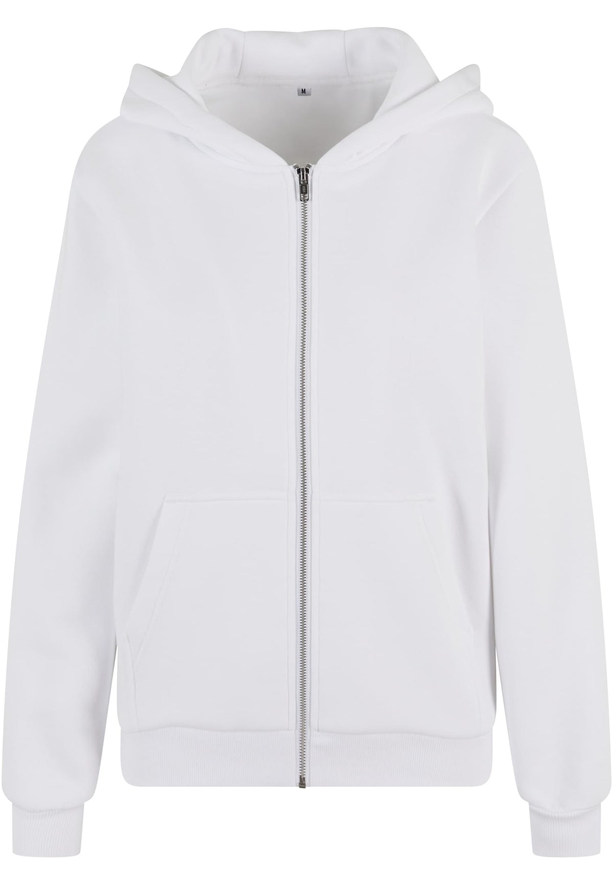 Ladies Fluffy Zip Hoody in White, Vorderansicht