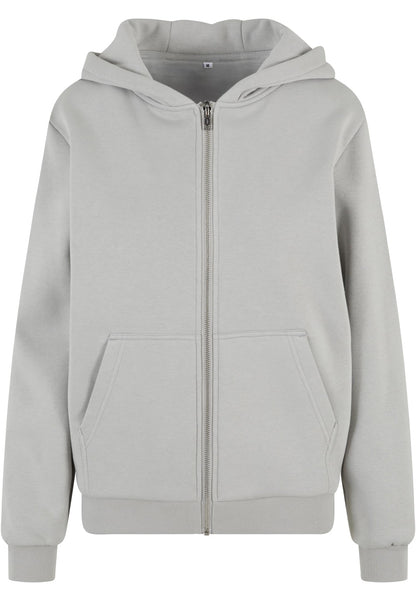 Ladies Fluffy Zip Hoody in Light Asphalt, Vorderansicht