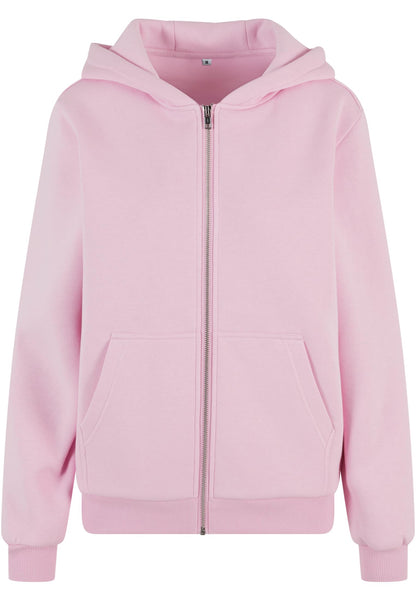 Ladies Fluffy Zip Hoody in Soft Pink, Vorderansicht