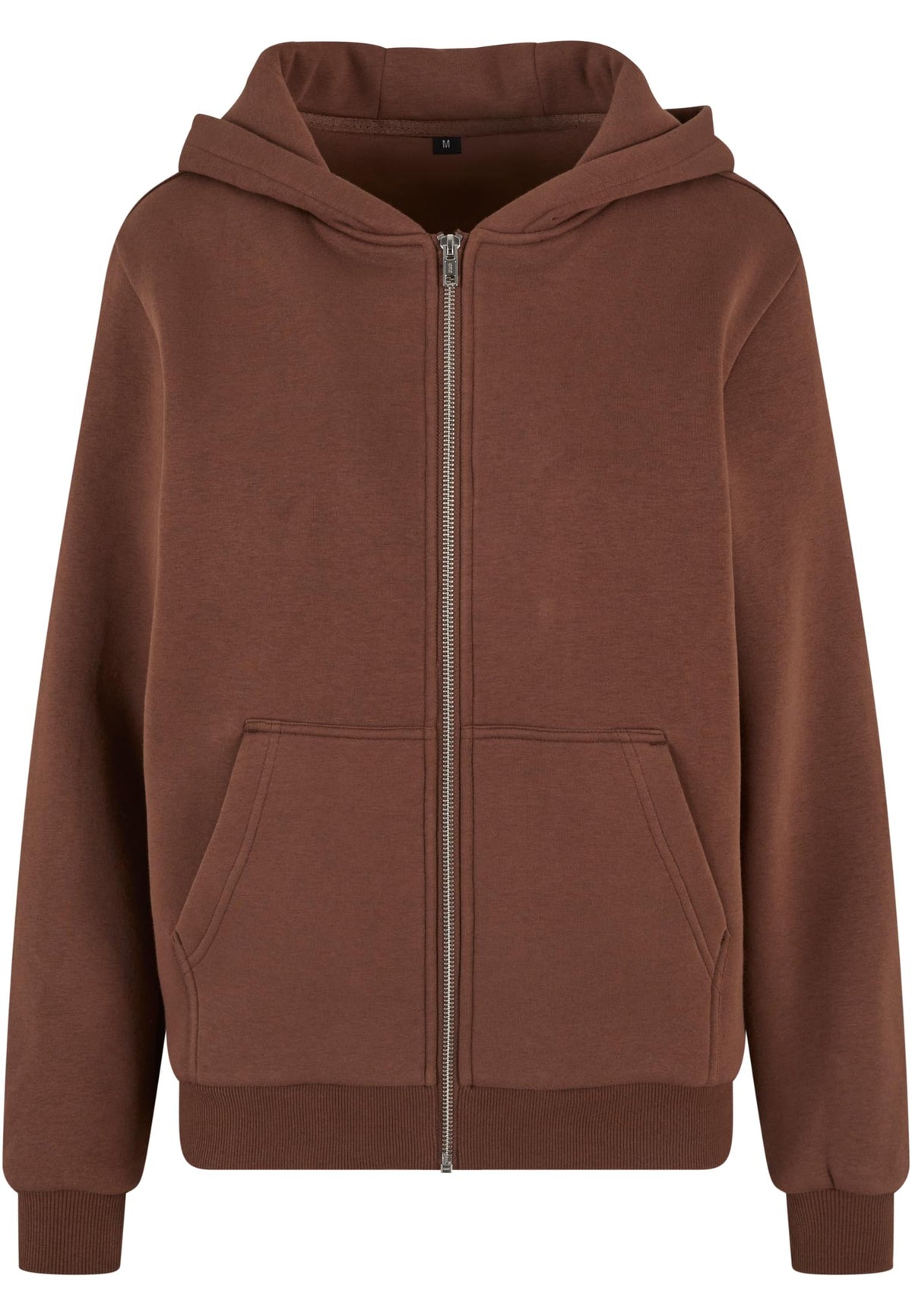 Ladies Fluffy Zip Hoody in Chocolate Brown, Vorderansicht