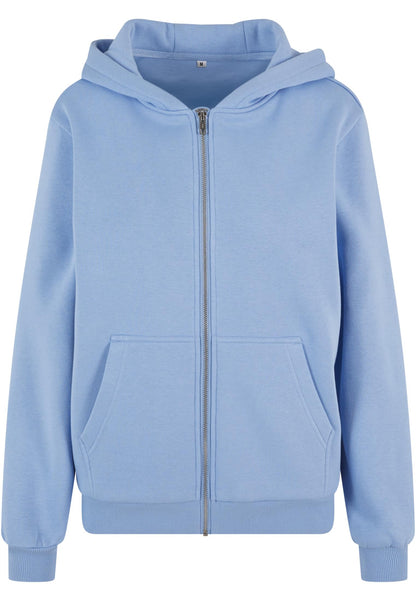 Ladies Fluffy Zip Hoody in Powder Blue, Vorderansicht