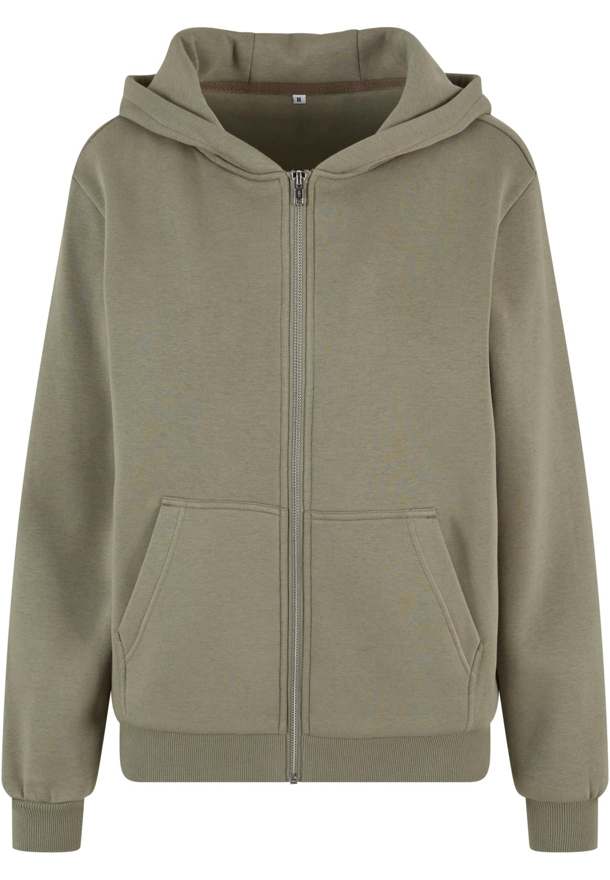 Ladies Fluffy Zip Hoody in Pale Olive, Vorderansicht