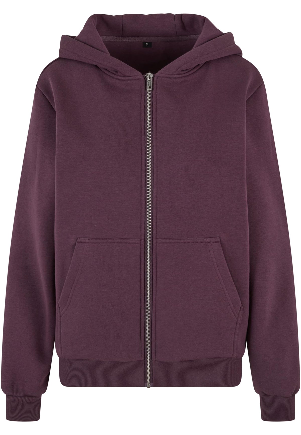 Ladies Fluffy Zip Hoody in Plum Purple, Vorderansicht