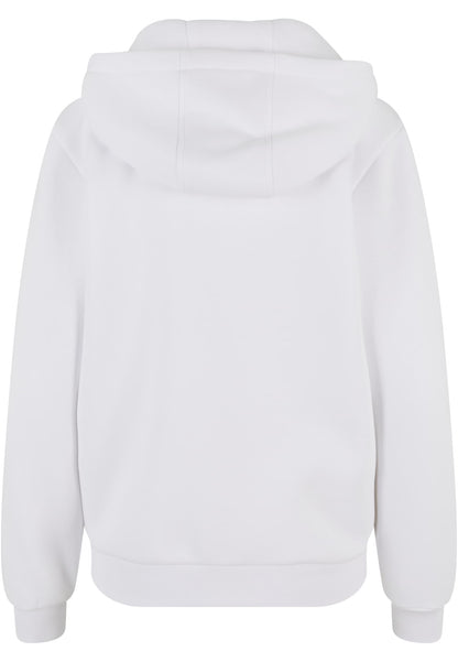 Ladies Fluffy Zip Hoody in White, Rückansicht