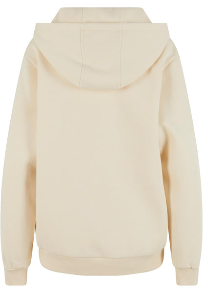 Ladies Fluffy Zip Hoody in White Sand, Rückansicht