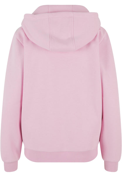 Ladies Fluffy Zip Hoody in Soft Pink, Rückansicht