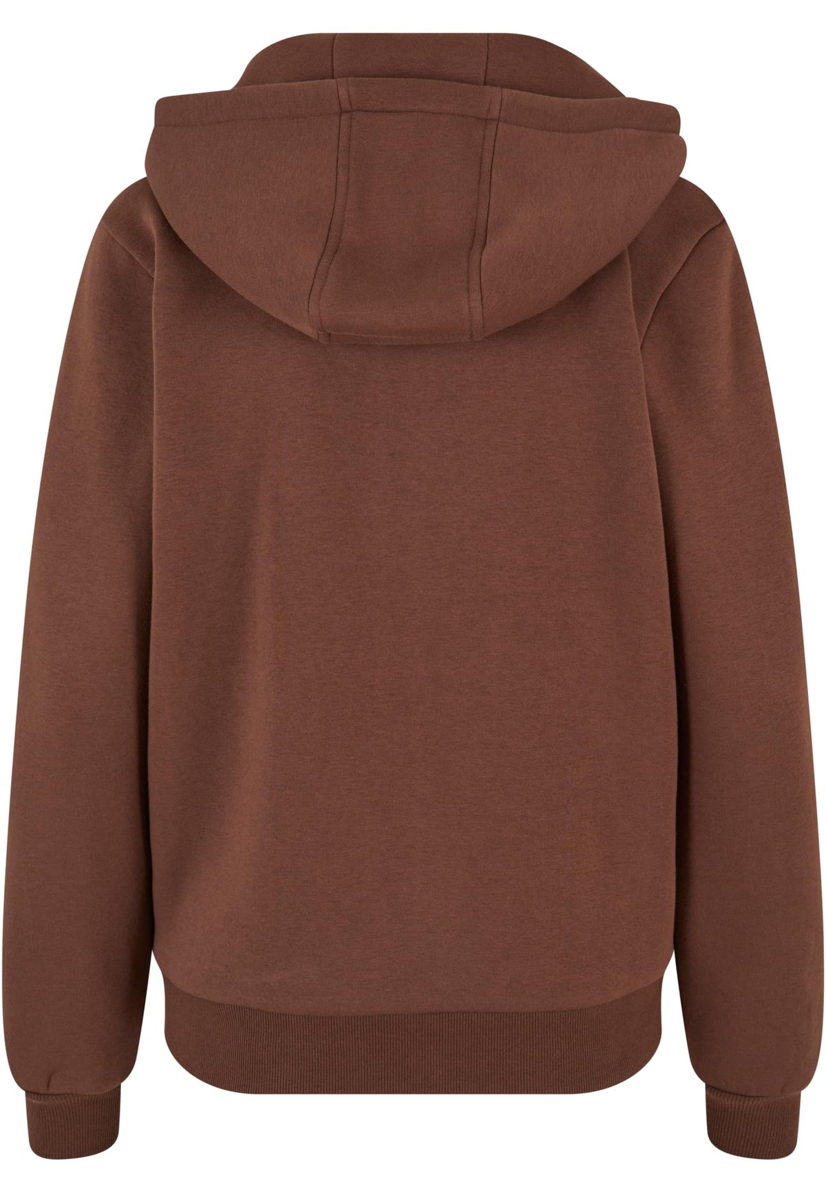 Ladies Fluffy Zip Hoody in Chocolate Brown, Rückansicht