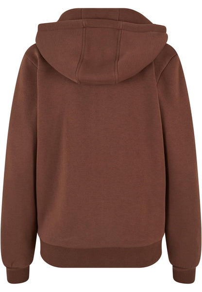 Ladies Fluffy Zip Hoody in Chocolate Brown, Rückansicht
