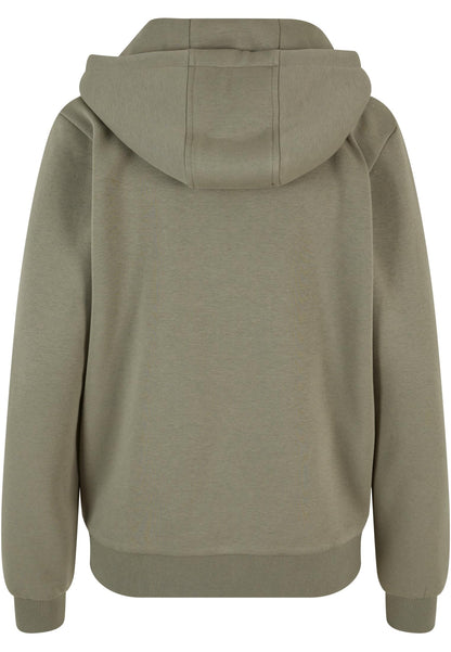 Ladies Fluffy Zip Hoody in Pale Olive, Rückansicht