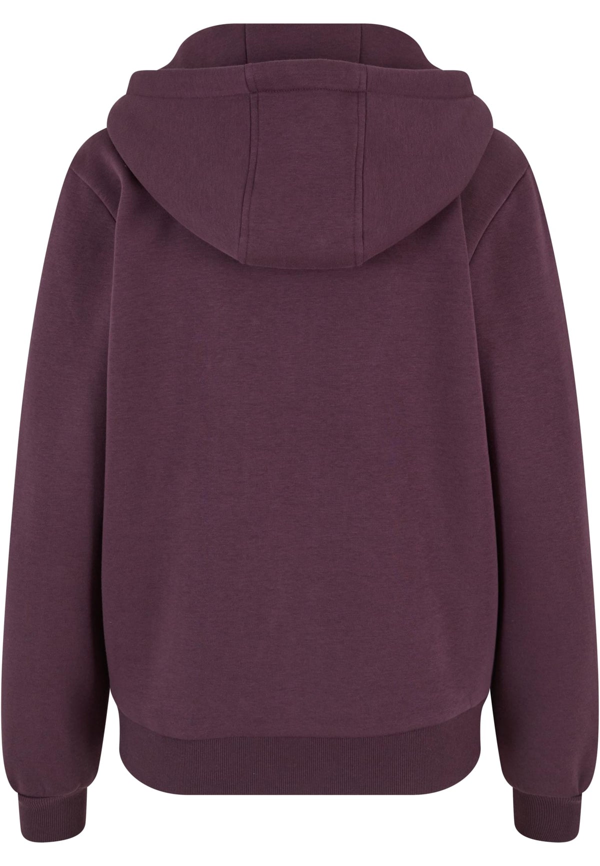 Ladies Fluffy Zip Hoody in Plum Purple, Rückansicht