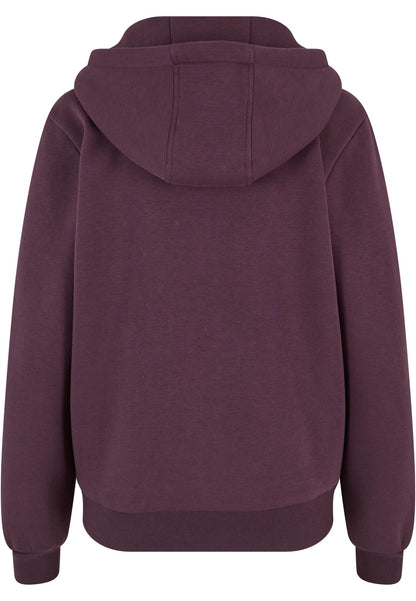 Ladies Fluffy Zip Hoody in Plum Purple, Rückansicht