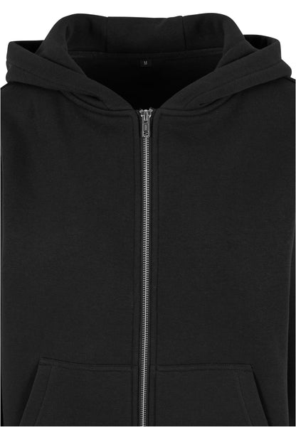 Ladies Fluffy Zip Hoody in Schwarz, Detailansicht