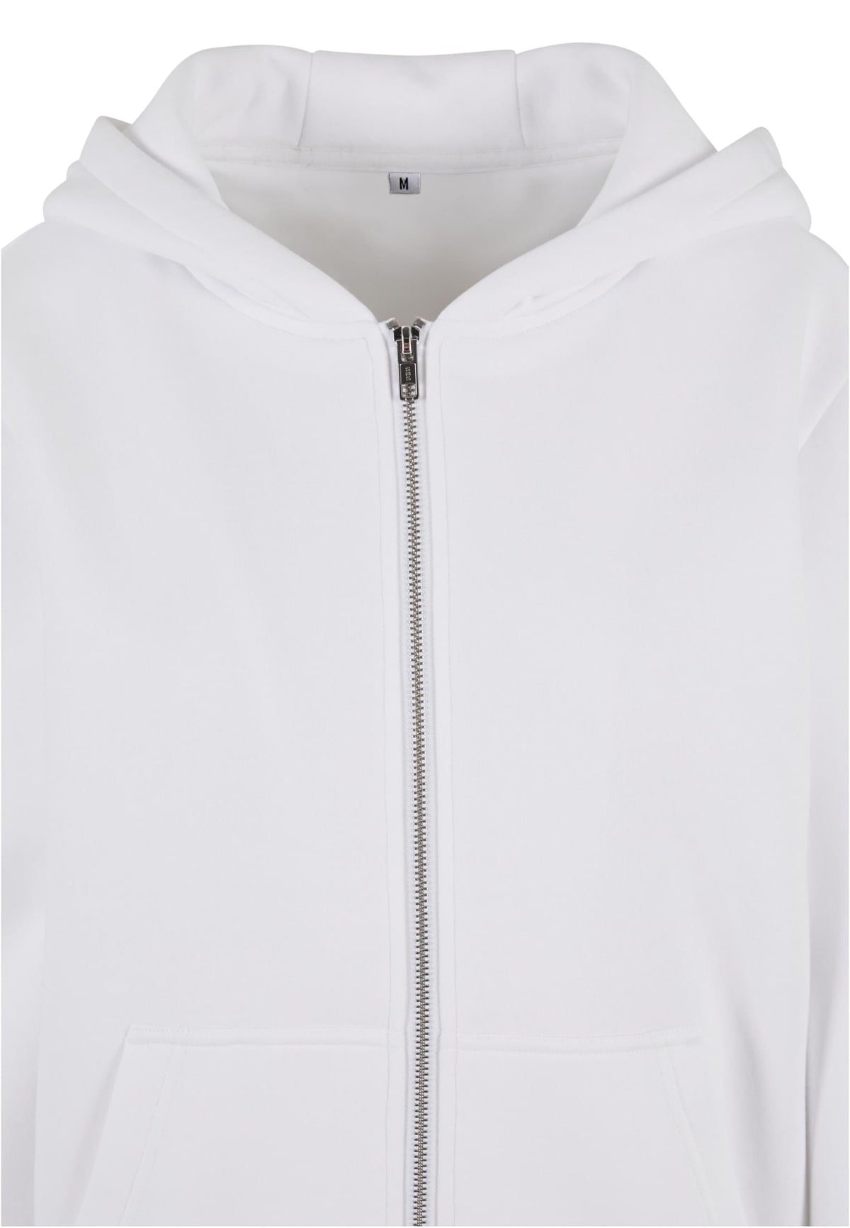 Ladies Fluffy Zip Hoody in White, Detailansicht
