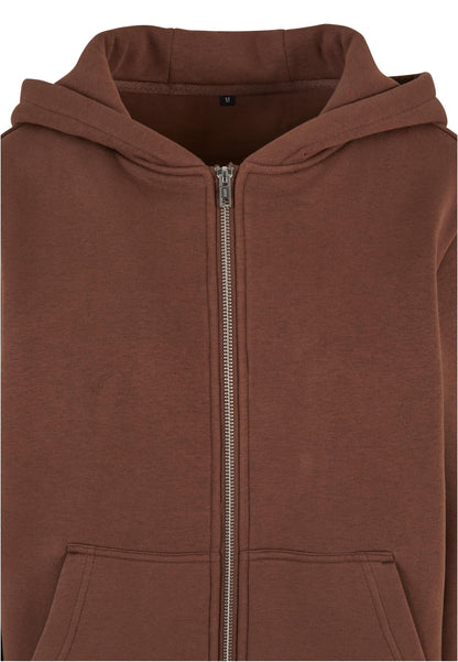 Ladies Fluffy Zip Hoody in Chocolate Brown, Detailansicht