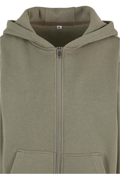 Ladies Fluffy Zip Hoody in Pale Olive, Detailansicht