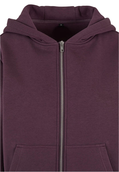 Ladies Fluffy Zip Hoody in Plum Purple, Detailansicht