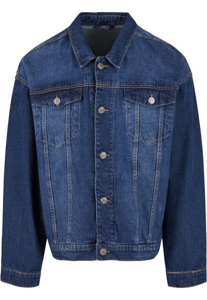 Heavy Ounce Boxy Denim Jacket in New Mid Blue Washed, Vorderansicht