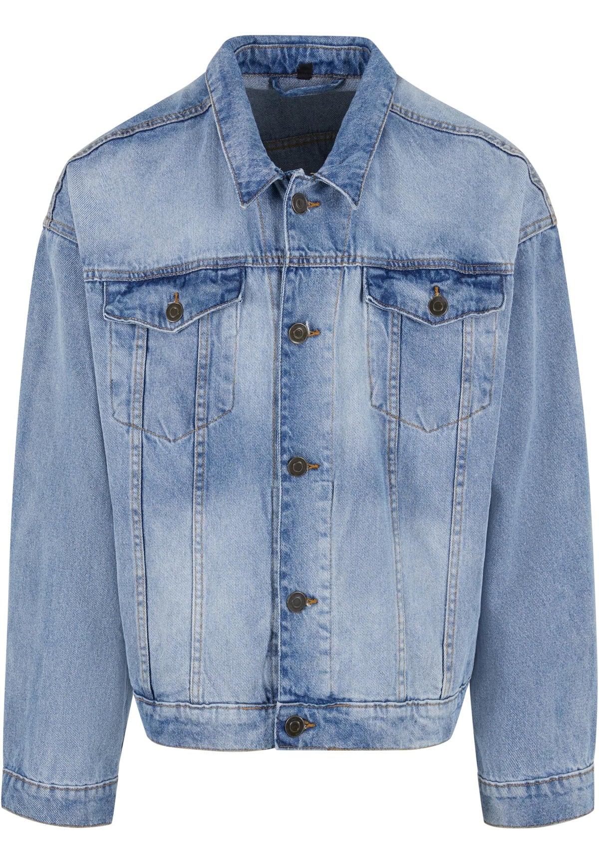 Heavy Ounce Boxy Denim Jacket in New Light Blue Washed, Vorderansicht