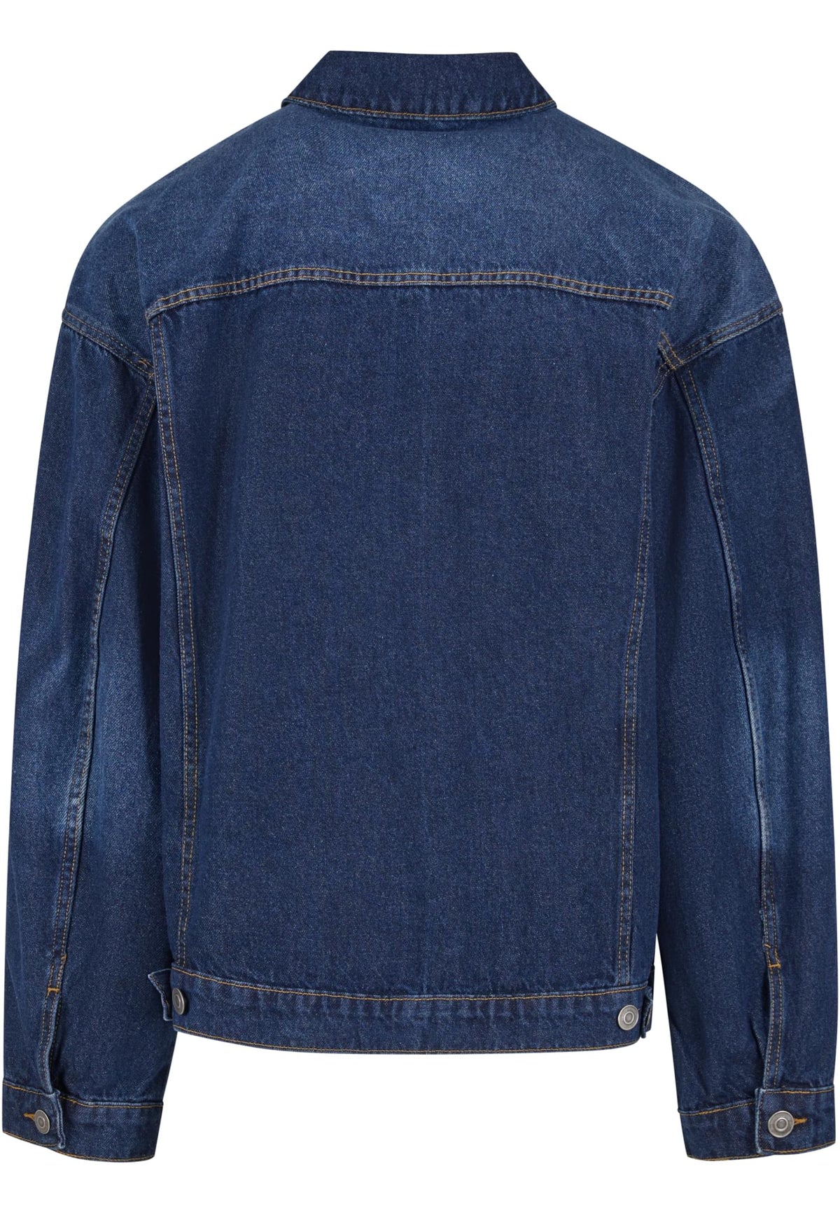 Heavy Ounce Boxy Denim Jacket in New Mid Blue Washed, Rückansicht