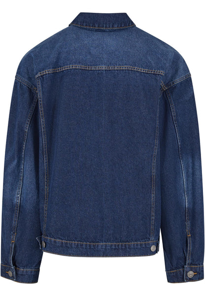 Heavy Ounce Boxy Denim Jacket in New Mid Blue Washed, Rückansicht