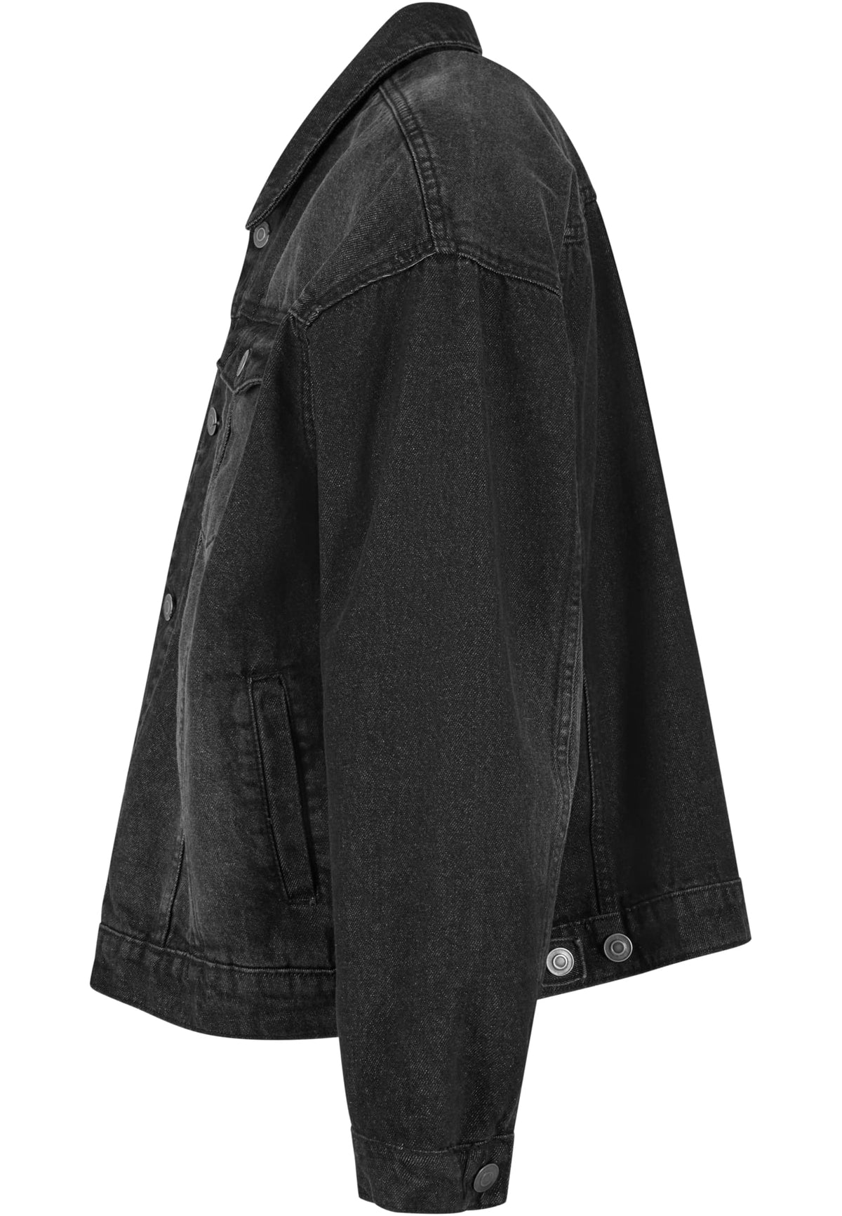 Heavy Ounce Boxy Denim Jacket in Black Washed, Detailansicht