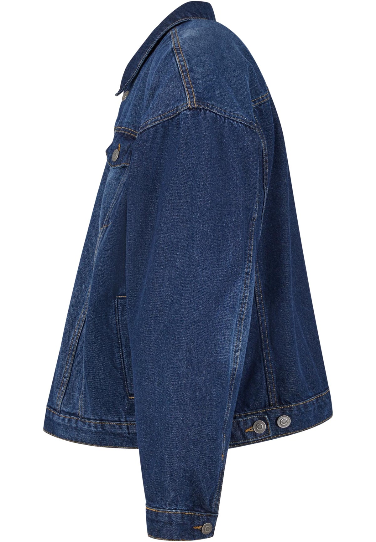 Heavy Ounce Boxy Denim Jacket in New Mid Blue Washed, Detailansicht