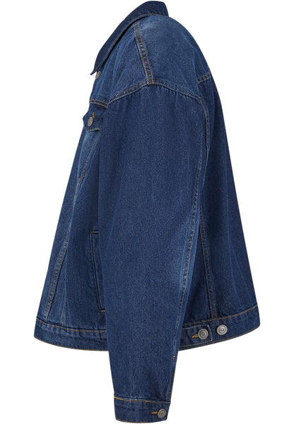 Heavy Ounce Boxy Denim Jacket in New Mid Blue Washed, Detailansicht