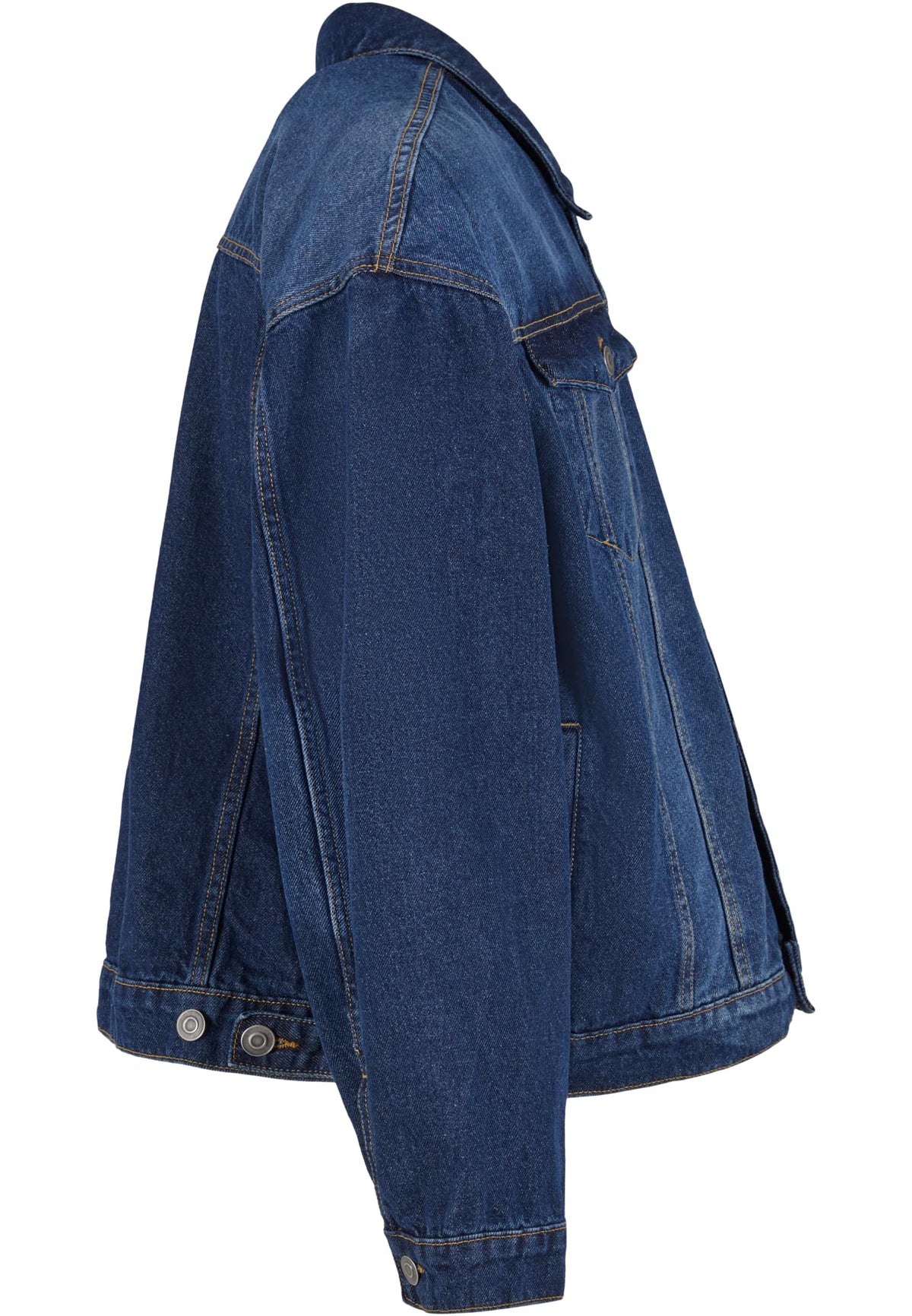 Heavy Ounce Boxy Denim Jacket in New Mid Blue Washed, Detailansicht