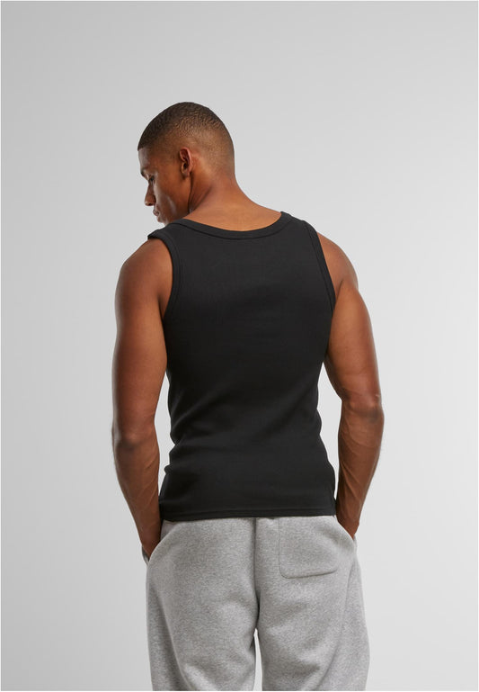 Mens Tanktop in Schwarz, getragen