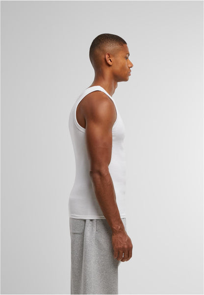 Mens Tanktop in White, getragen