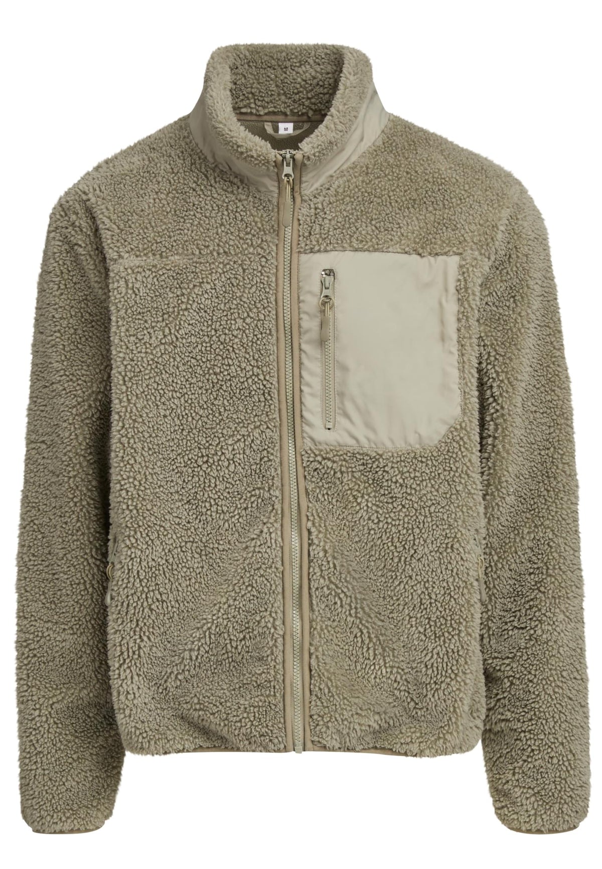 Bonded Sherpa Jacket in Pale Olive, Vorderansicht
