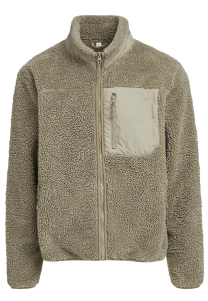 Bonded Sherpa Jacket in Pale Olive, Vorderansicht