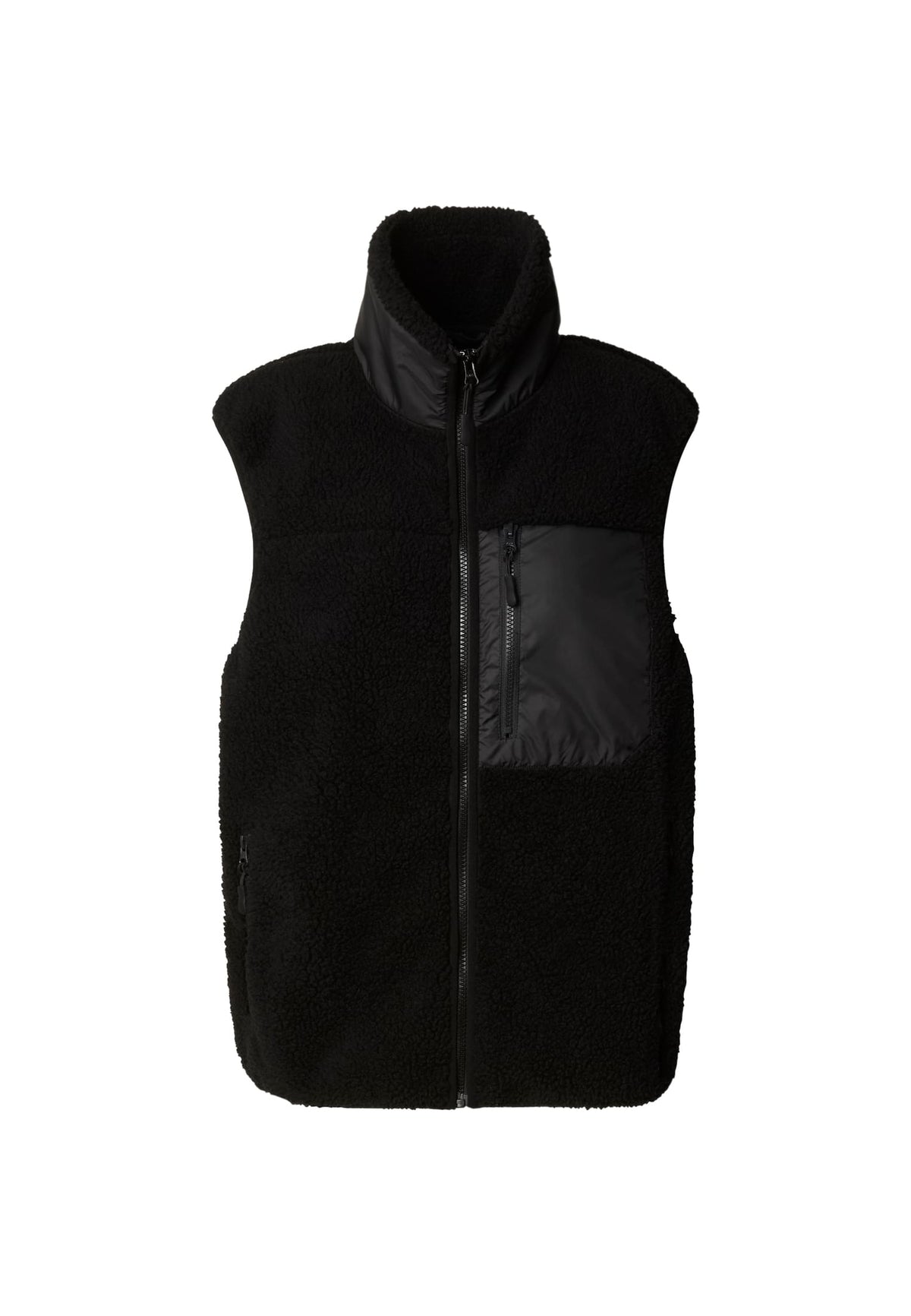 Bonded Sherpa Vest in Schwarz, Vorderansicht