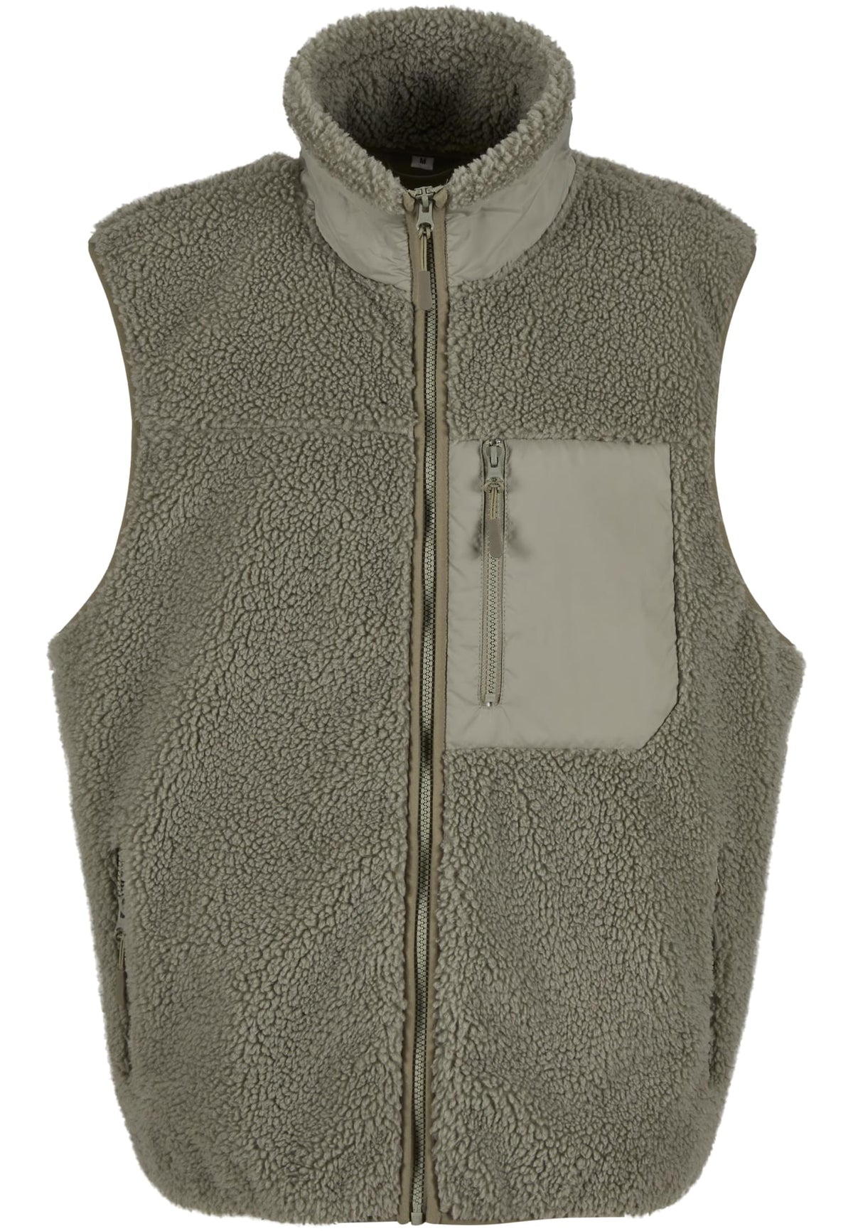 Bonded Sherpa Vest in Pale Olive, Vorderansicht