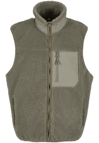 Bonded Sherpa Vest in Pale Olive, Vorderansicht
